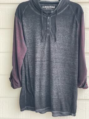 MK Machine ladies heathered 3 button hoodie XL black and red MOTO look